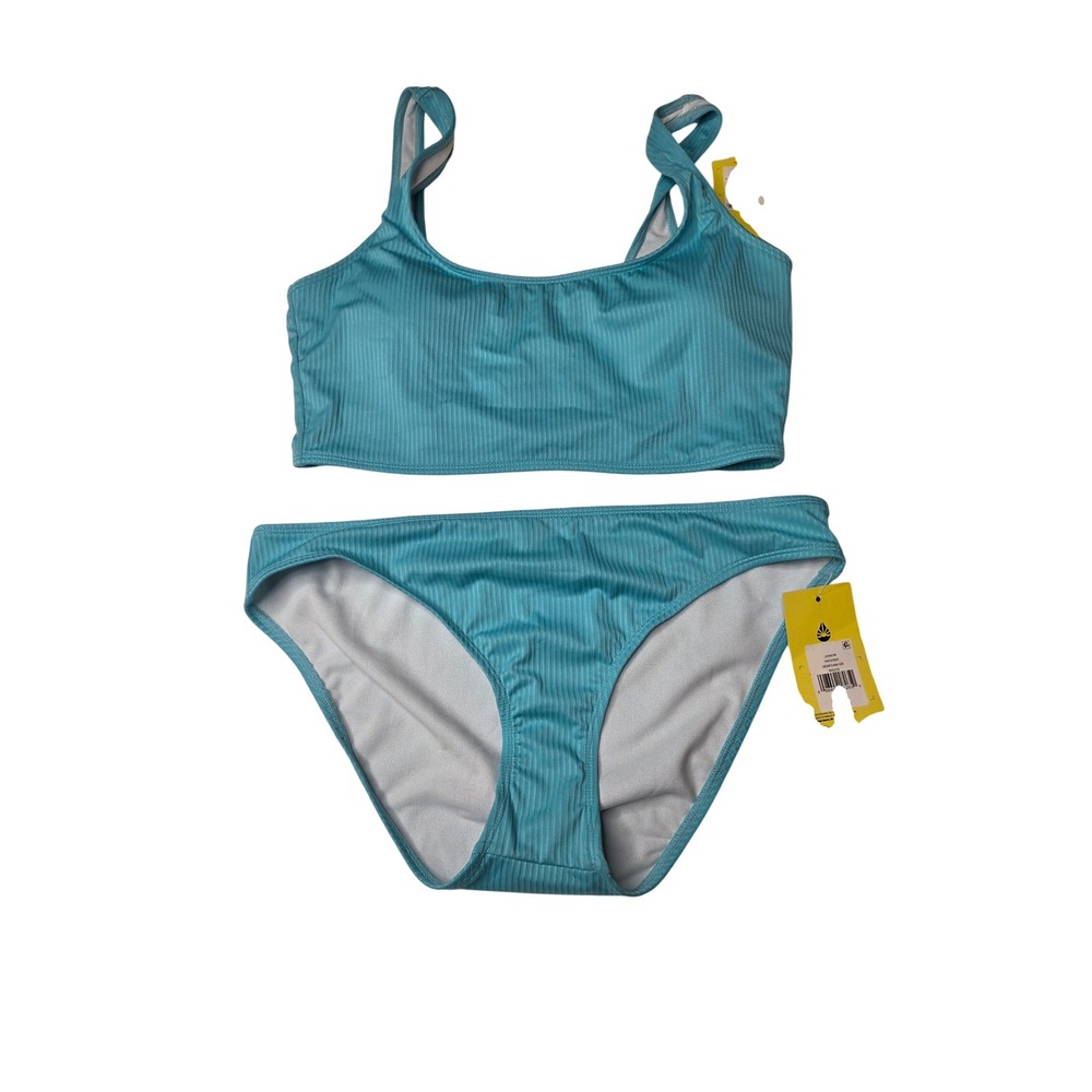 O'Rageous Juniors Ribbed Bikini‎ Set Teal XL Tankini Top Bottoms Swim